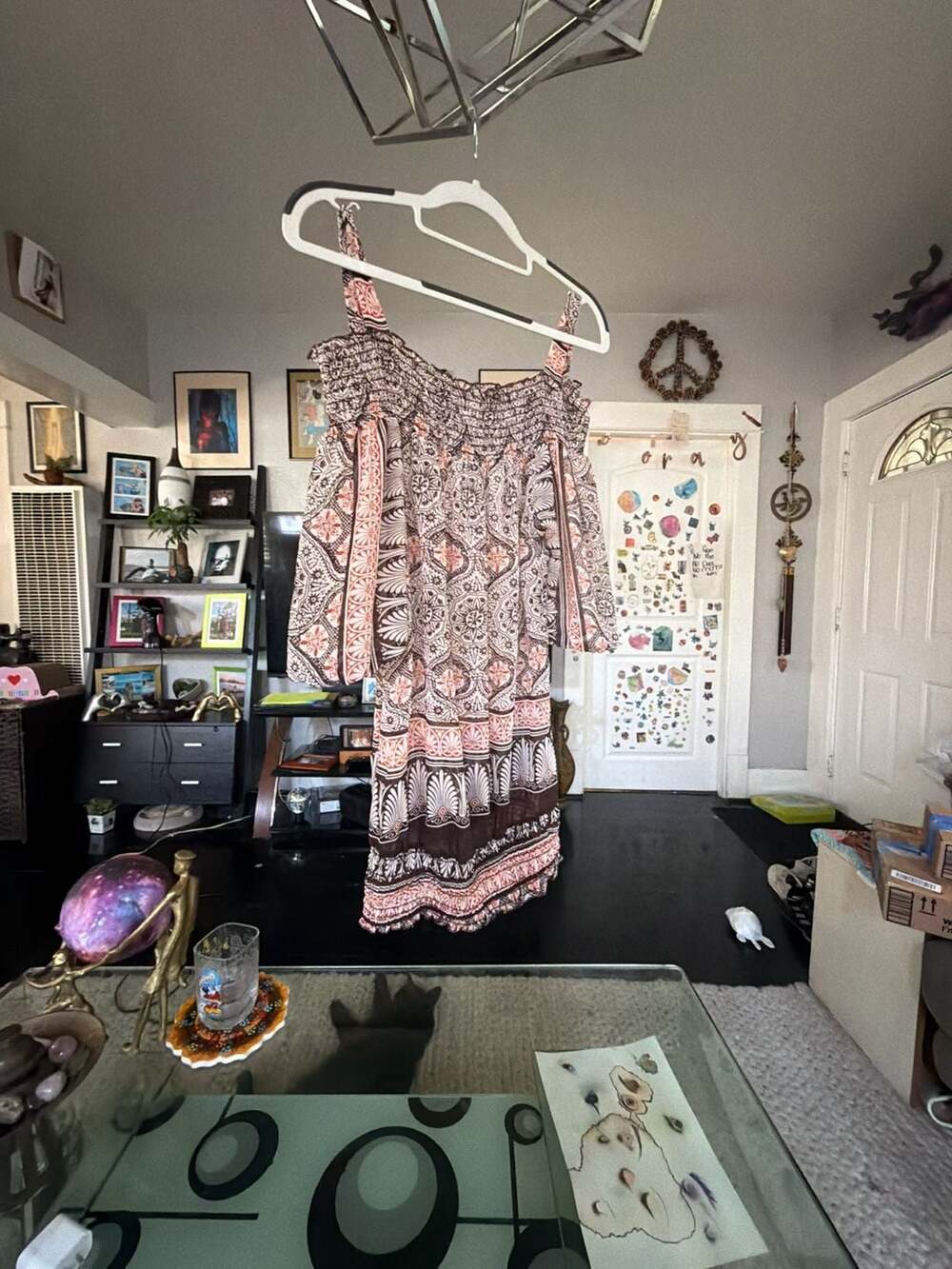 Girl Talk Bohemian Print Smocked Off-the-Shoulder Tunic or Mini Dress